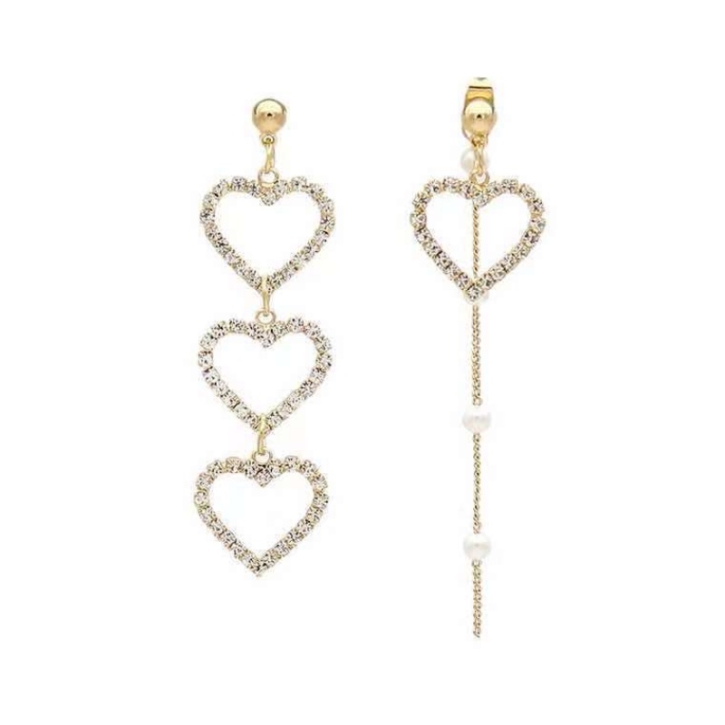 Đôi Bông Tai Dáng Dài Họa Tiết Trái Tim Thời Trang Cho Nữ