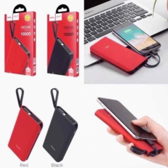 Sạc dự phòng cho iphone samsung 10000mah tích hợp dây sạc sẵn Hoco J25 chính hãng TPN97