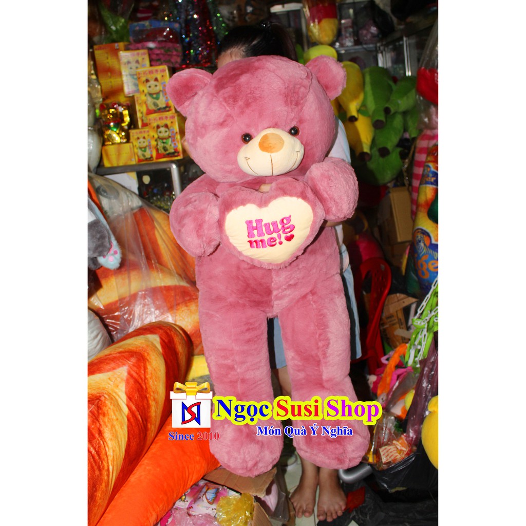 [GIÁ SẬP SÀN]Thú Nhồi Bông Gấu Bông Teddy Ôm Tim HUGME Size Lớn Khổ Vải 1m1 [ẢNH THẬT 100%]