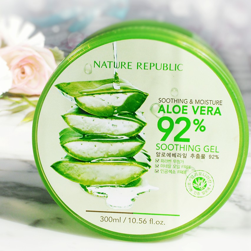 Gel lô hội Soothing & Moisture Aloe Vera 92% Nature Republic 300ml Hàn Quốc, Gel nha đam đa chức năng