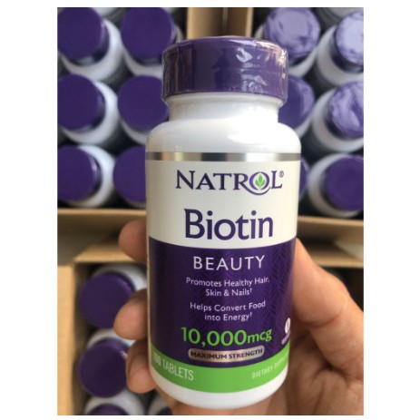 Hộp 100 viên Natral biotin Beauty 10,000mcg hỗ trợ ngăn ngừa rụng tóc và mọc tóc của Mỹ