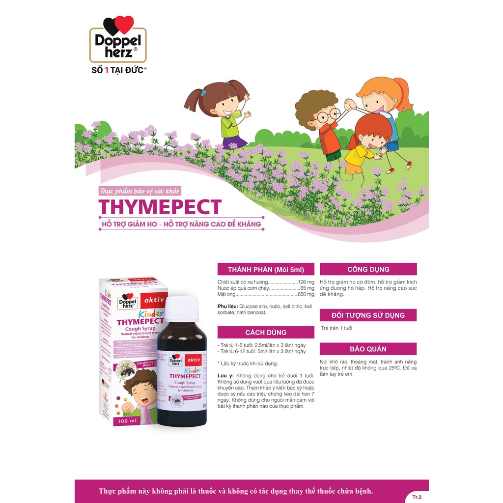 Siro Ho cho bé Doppelherz Aktiv Kinder Thymepect Cough Syrup (Chai 100ml)