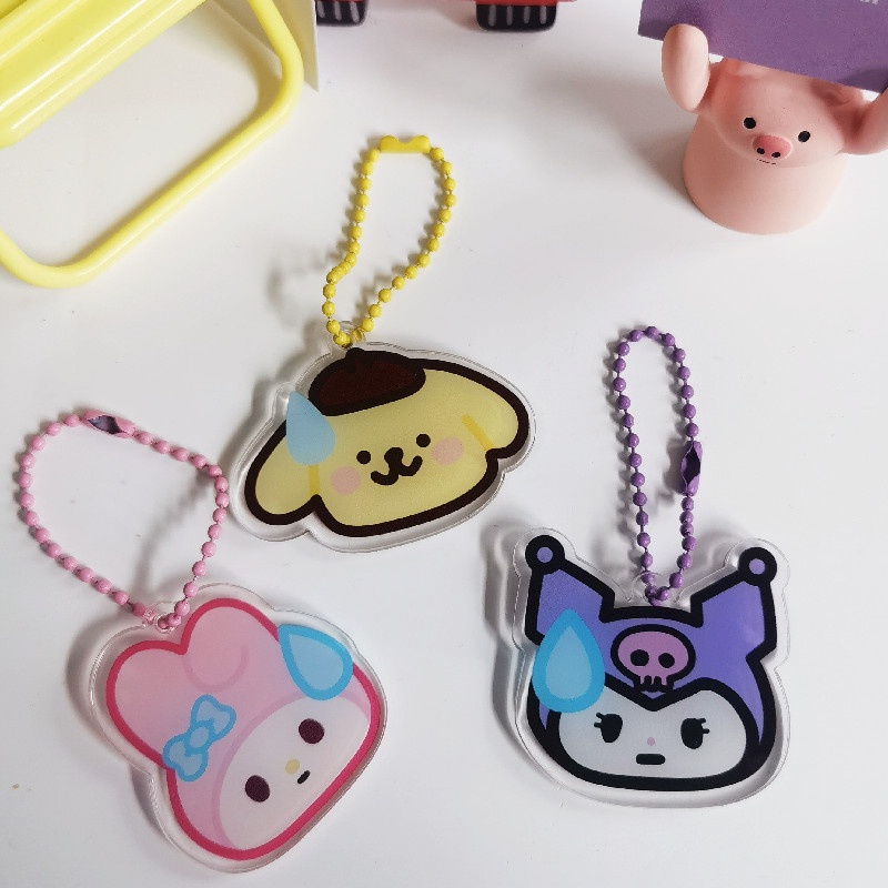 Sanrio Móc Khóa Acrylic Hình Biểu Tượng Cảm Xúc Vui Nhộn
