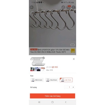 Móc chữ S bằng INOX