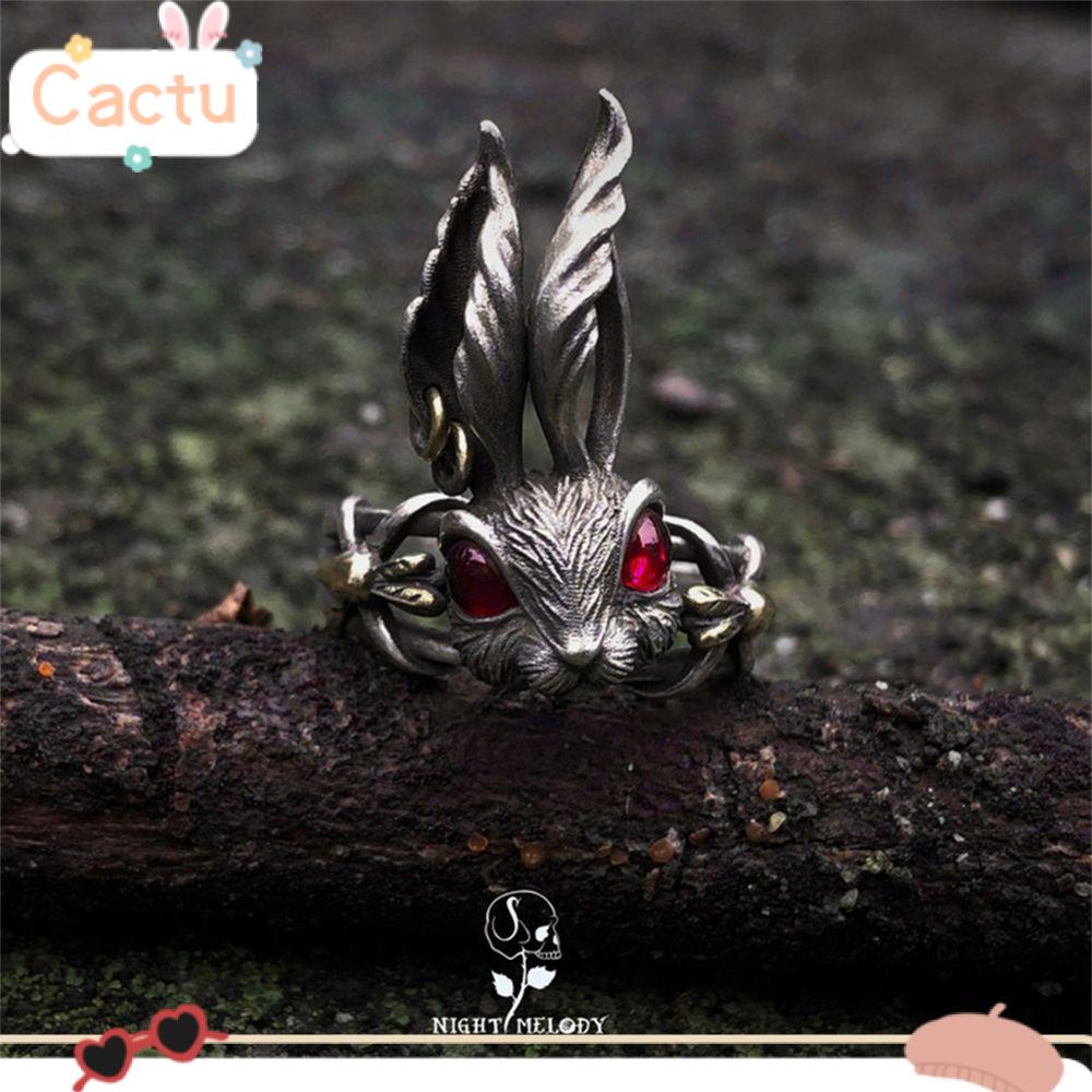 Trang Sức Nhẫn Hình Thỏ Phong Cách Gothic Punk Có Thể Điều Chỉnh Dành Cho Nam Và Nữ