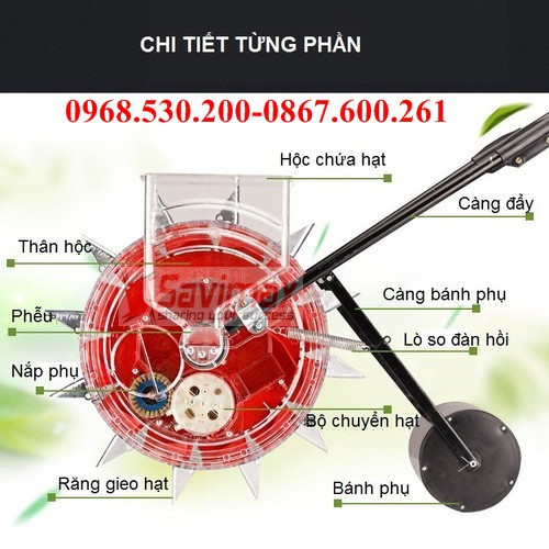 Máy gieo hạt ngô và bón phân đẩy tay VNGH-999, máy gieo hạt giá rẻ