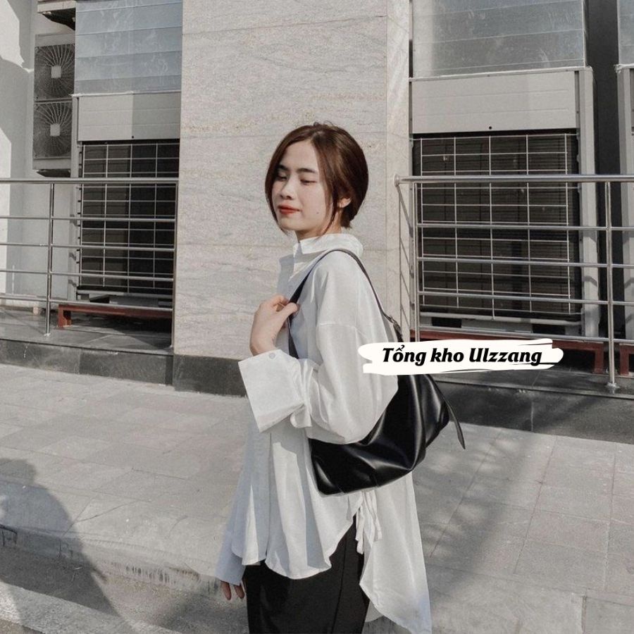 Áo Sơ Mi Cổ Đức Dài Tay Vạt Bầu Thắt Nơ Chất Lụa Trượt Tằm Siêu Mát