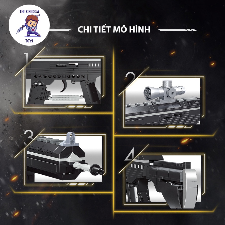 Đồ Chơi Lắp Ráp PUBG Mô Hình M416 / MK14 / Scar / Vector RAEL Free Fire CSGO Đồ Chơi Cho Bé 70002