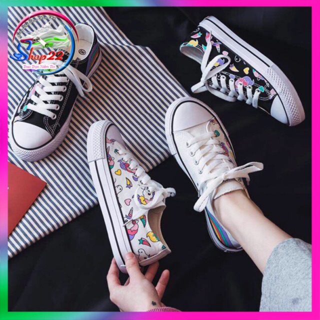 Giày Sneaker nữ Ulzzang cổ thấp hình ngựa Unicorn
