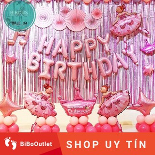 Bộ trang trí sinh nhật cho bé gái, bóng bay công chúa giá rẻ, phụ kiện sinh nhật, set bóng sinh nhật giá sỉ siêu rẻ