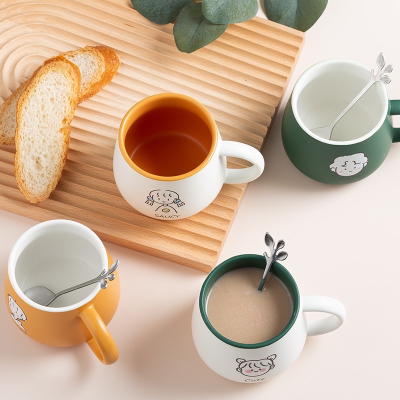 Ly Uống Nước Bằng Gốm Sứ Thiết Kế Dễ Thương Tiện Dụng Cho Cặp Đôi🎀