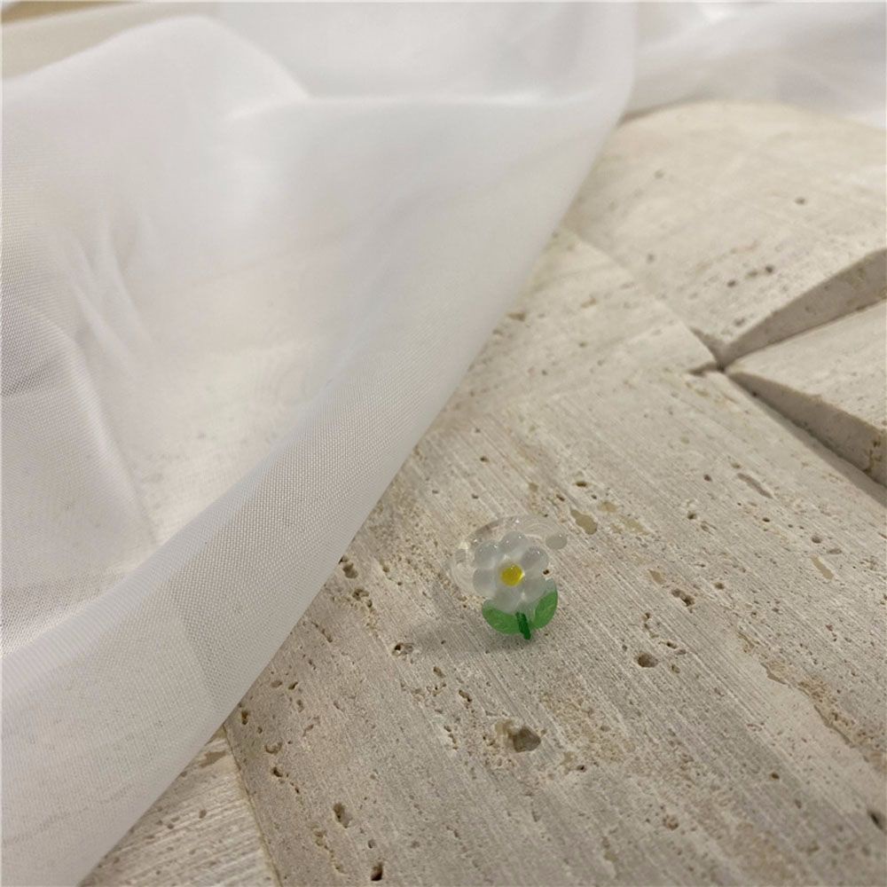 Bộ 3 Khuyên Kẹp Vành Tai Bằng Nhựa Resin Acrylic Hình Hoa Nhiều Màu Dễ Thương Cho Nữ
