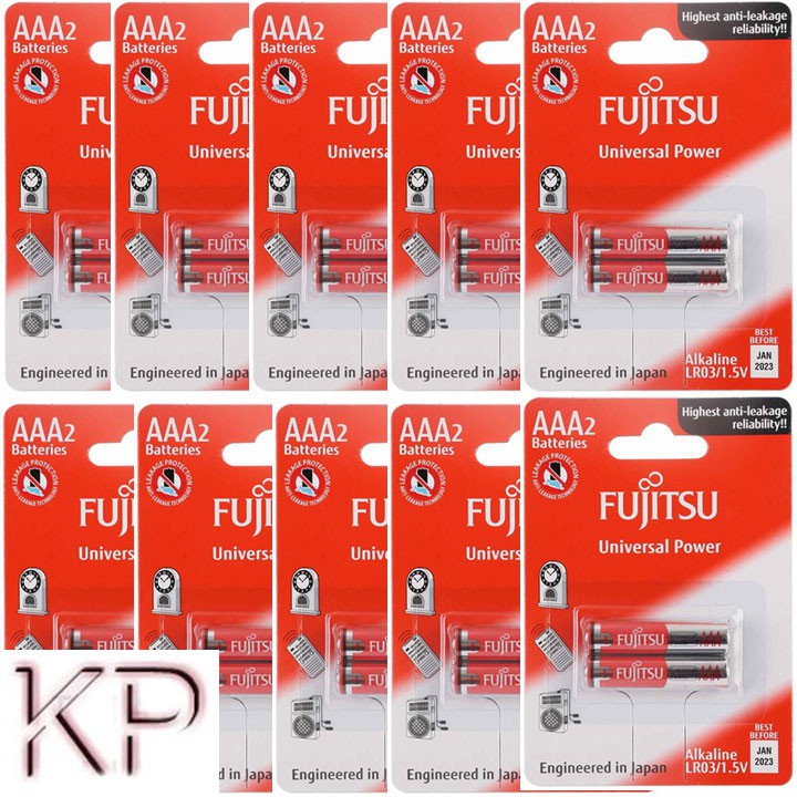 5 Vỉ Pin đũa AAA Alkaline FUJITSU 1,5v vỉ 2 viên