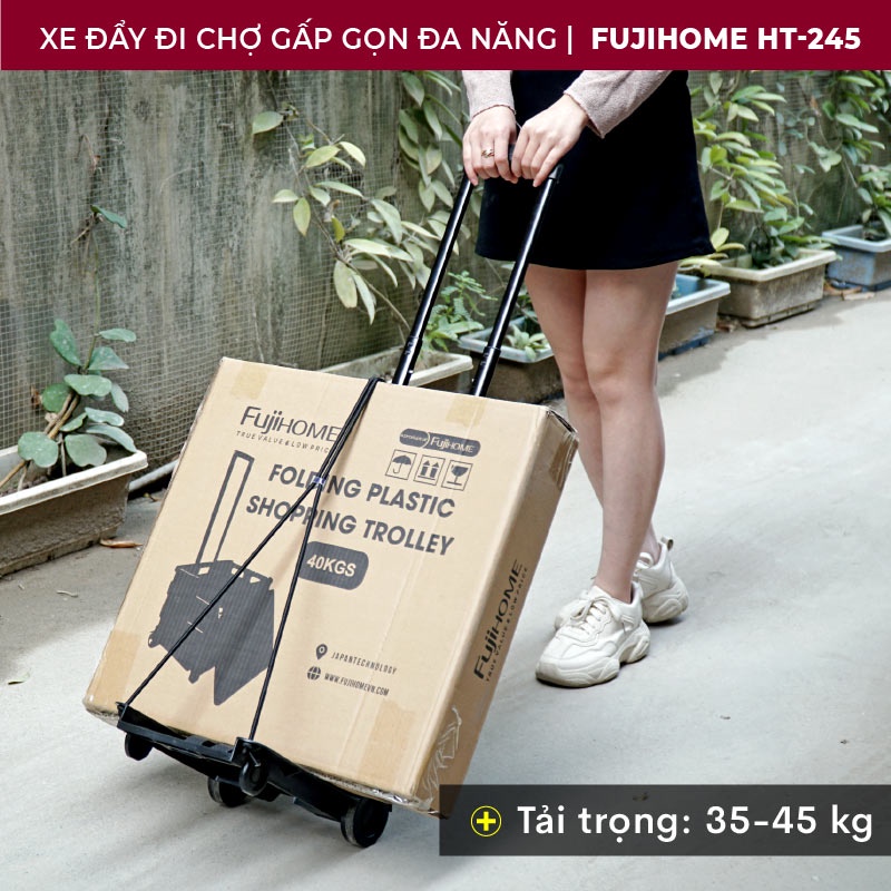 Xe đẩy hàng gấp gọn đi chợ [Tặng kèm dây buộc] ADVINDEQ HT-MINI01, xe kéo hàng đi chợ gấp gọn mini siêu thị đa năng