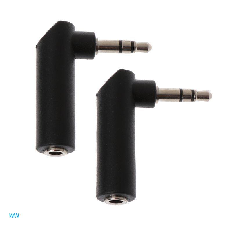 Bộ 2 Jack Cắm Chuyển Đổi 3.5mm 3 Cực 90 Độ Sang 3.5mm Màu Vàng Cho Tai Nghe