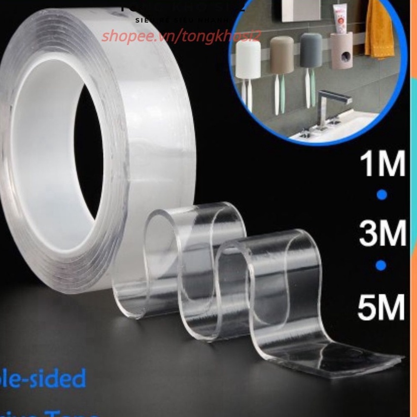 Băng dính hai mặt đa năng trong suốt siêu dính mọi bề mặt loại 1M - #bangdinh2mat