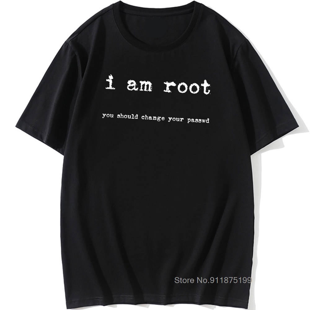 Round I Am Root Ubuntu Command Line Linux Unix Hacking Áo thun tự nhiên Phim hoạt hình
