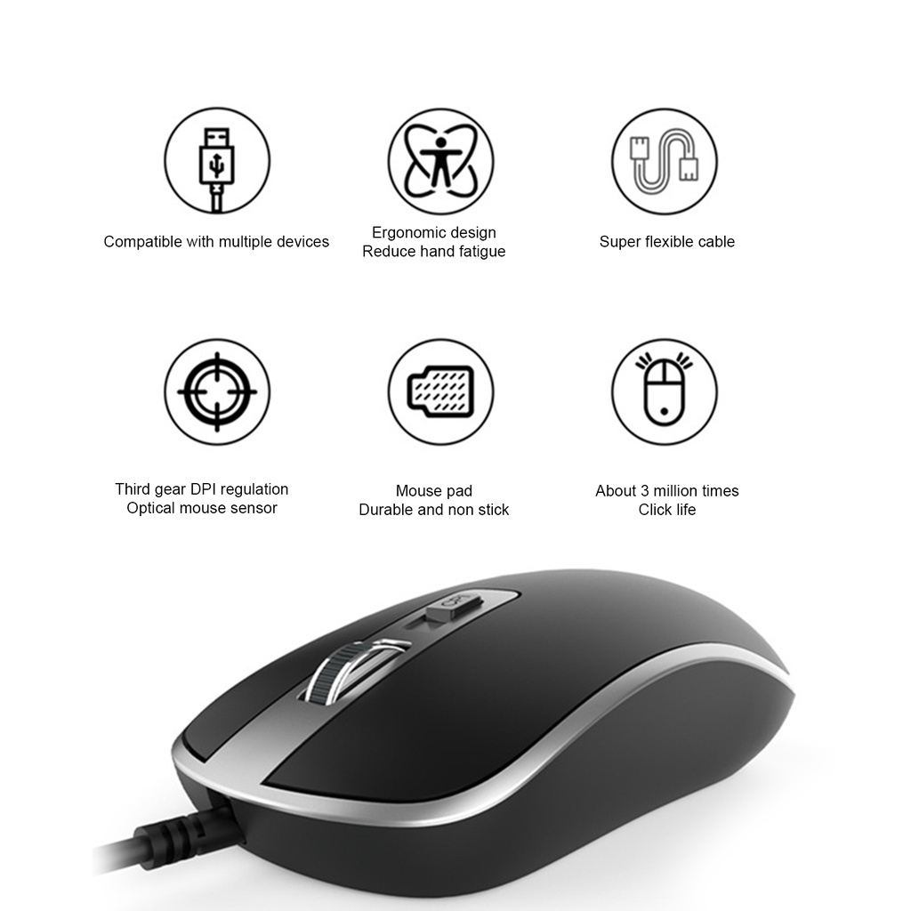 Chuột có dây LENOVO M104 USB từ ABS 1600DPI cắm và hoạt động cho máy tính ứng dụng rộng đối xứng hai tay