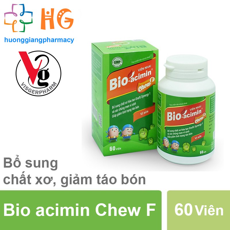 Bio-acimin Chew F – Viên nhai bổ sung chất xơ và men vi sinh (Lọ 60 viên)