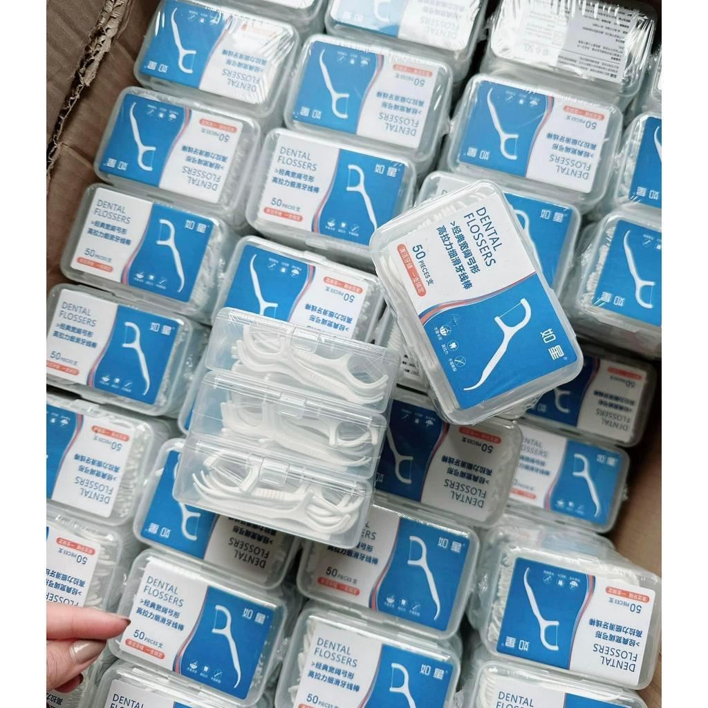 Chỉ nha khoa bảo vệ răng miệng chống sâu răng, tăm chỉ nha khoa hộp 50 chiếc