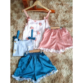 PIJAMA, NGỦ LỤA 2 DÂY, BỘ ĐÙI DỄ THƯƠNG (ẢNH THẬT)