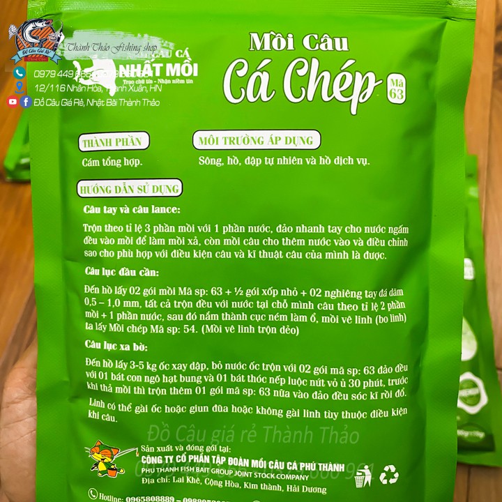 ⭐️ Nhất Mồi Phú Thành ⭐️ Gói mồi câu đen , chép, chuyên chép 54 . 63 chuyên câu Đài ản phẩm mồi câu hiệu quả, dụ cá mạnh