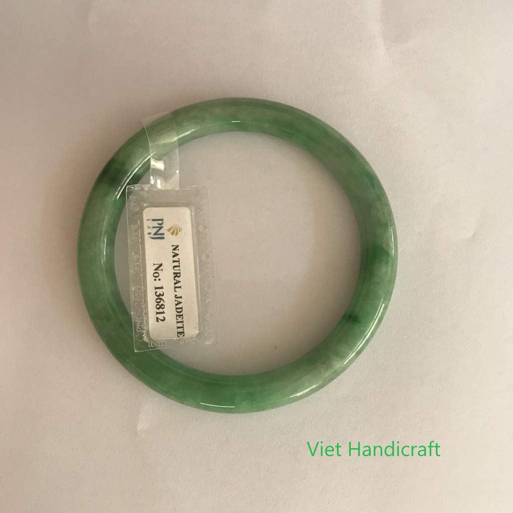 Vòng tay cẩm thạch thiên nhiên màu xanh lá dành cho nữ ni tay 53 (giấy kiểm định của PNJ) - Viet Handicraft