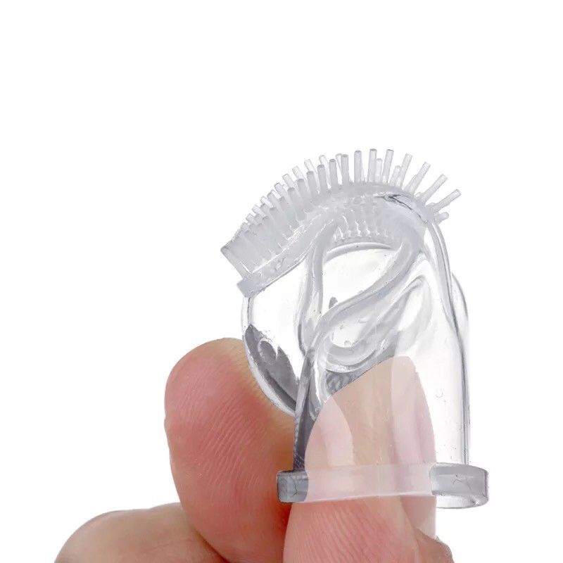 Tưa lưỡi cho bé, bàn chải đánh răng xỏ ngón silicon, có hộp đựng giữ vệ sinh