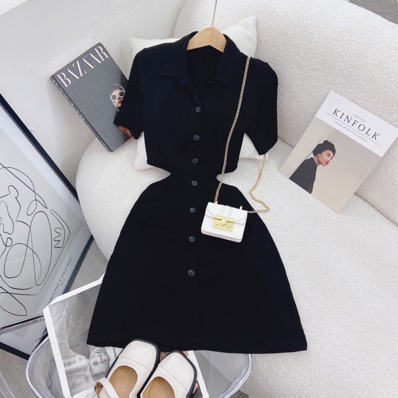 ĐẦM BODY CỔ POLO KHOÉT EO XINH XẮN