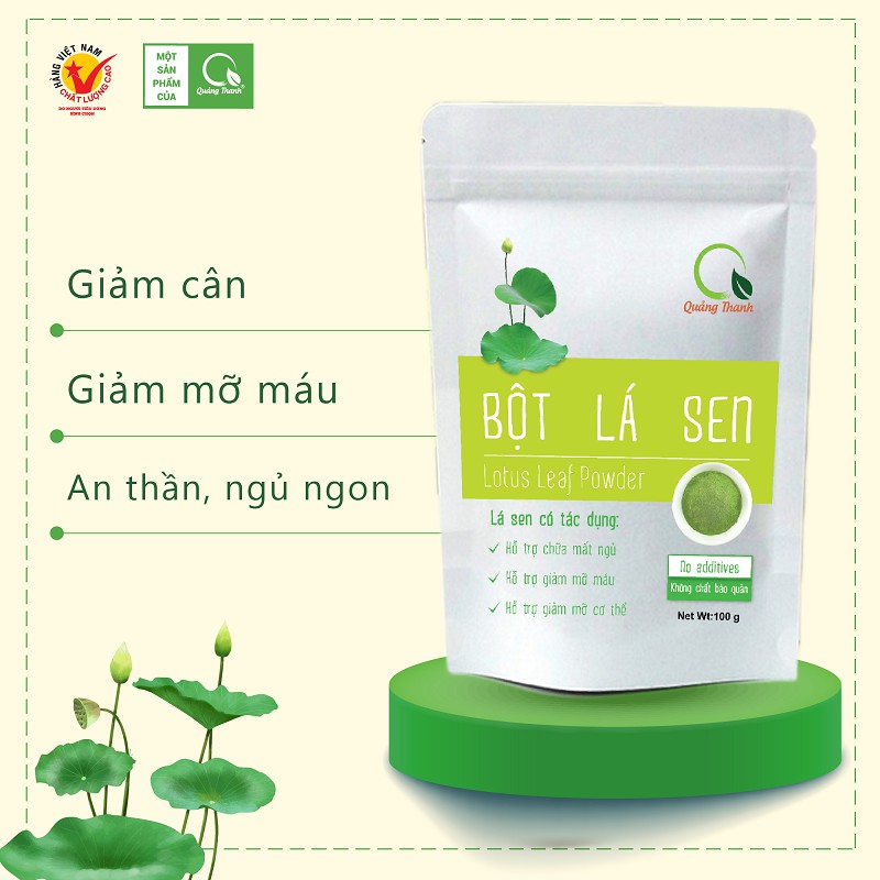 Bột Lá Sen Tươi Quảng Thanh sấy lạnh dễ ngủ