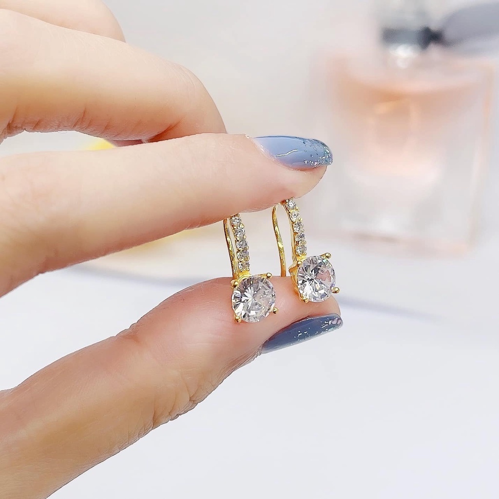 BÔNG TAI MÓC CÂU ĐÁ TRÒN BẠC TA