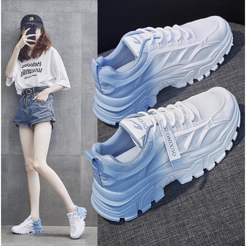 Giày thể thao nữ phối đồ dễ đế đôn 4.5cm Fashion đế sơn Trend