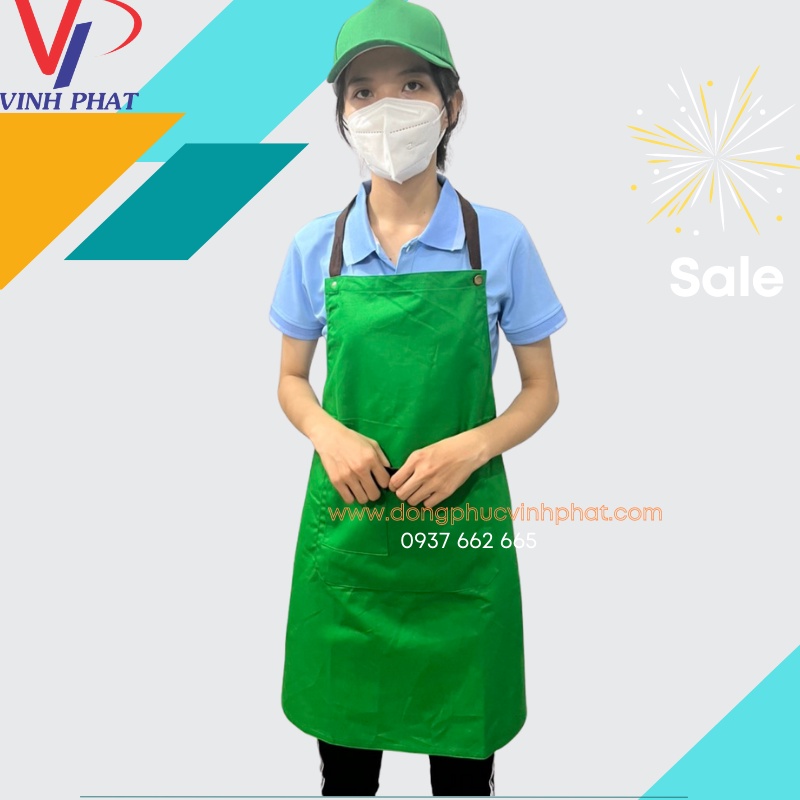 Tạp Dề Dài Màu Xanh Cao Cấp Đồng Phục quán cafe - VĨNH PHÁT
