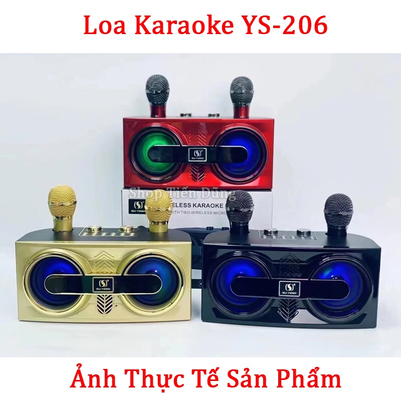 Loa Karaoke Kiêm Micro Không Dây YS 206 Hỗ Trợ USB, Thẻ Nhớ, Bluetooth Cho Âm Thanh To Rõ Rành Thuận Tiện Sử Dụng.