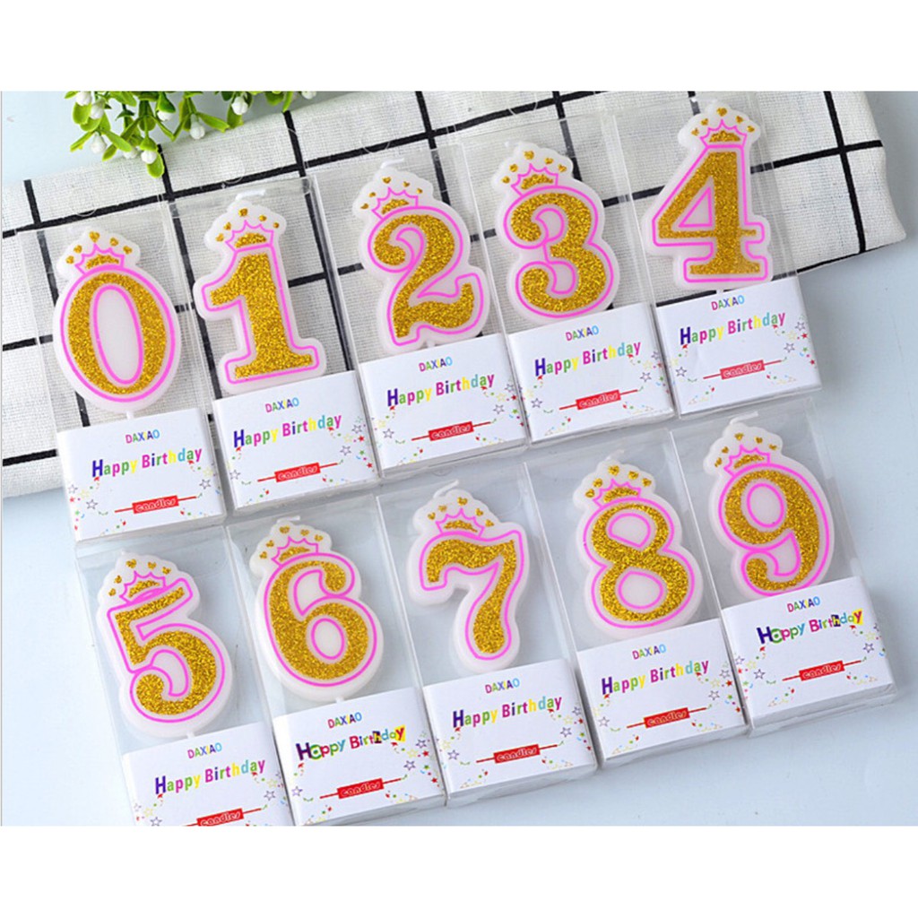 Nến sinh nhật nhũ kim tuyến, Chữ Happy Birthday, trang trí bánh sinh nhât  mầu hồng