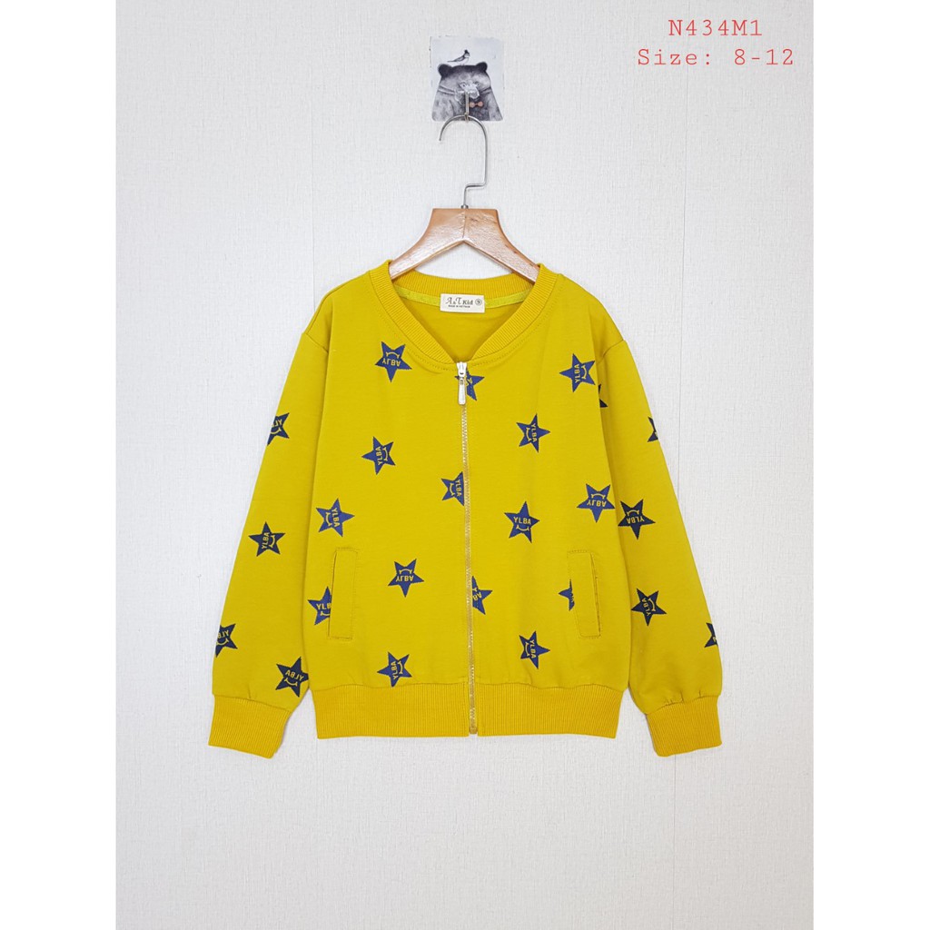 DG59-AK-02- Áo khoác bé gái, chất nỉ, in hình ngôi sao, có đủ màu size 10-20kg, made in Việt Nam