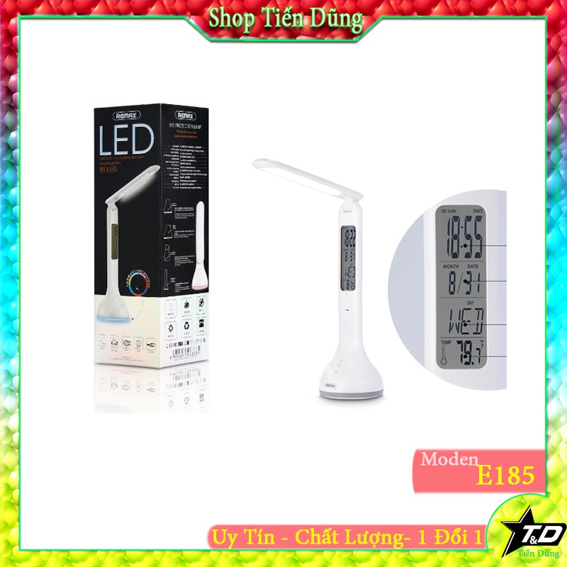 [Nguyên Seal] Đèn học Remax RT-E185  LED chống cận sạc pin - Đèn remax E185 có hiển thị đồng hồ , nhiệt độ cảm ứng chạm