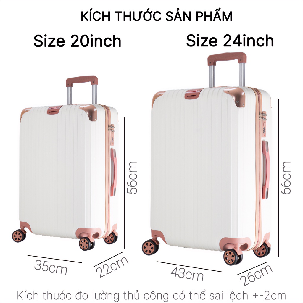 Vali du lịch Bamozo 8809 ,vali kéo nhựa size 20 inch,size 24 inch - Bịt 4 góc kim loại chống va đập cực tốt