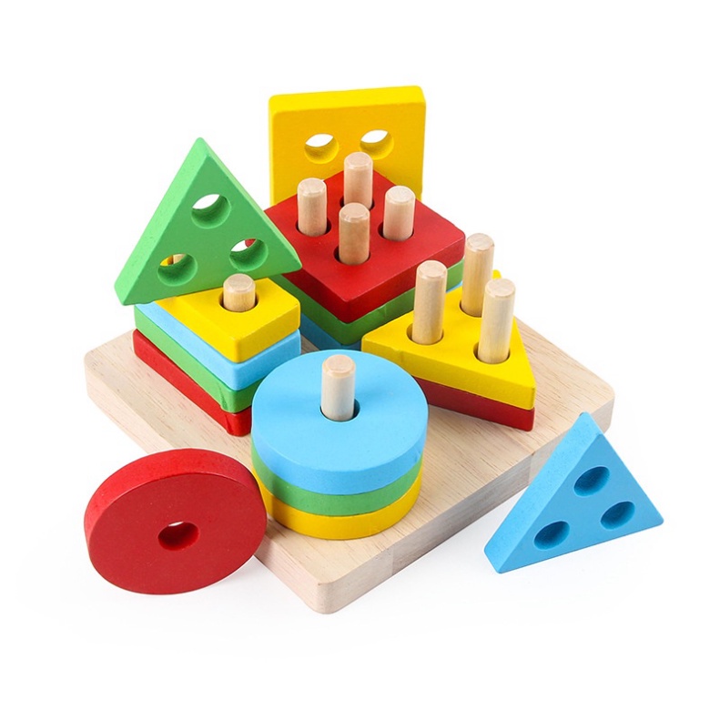 Đồ chơi gỗ montessori combo 6 sản phẩm phát triển trí tuệ cho bé