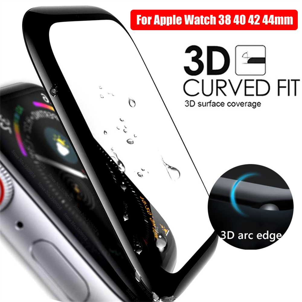 📞TOP💻 Black Anti-scratch 3D Curved Full Cover HD for iWatch Apple Watch 4 3 2 1