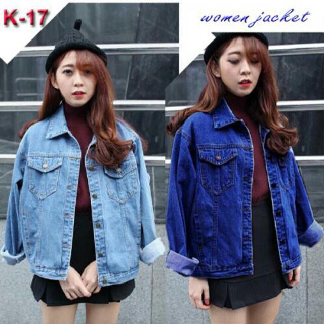 áo khoác jean nữ màu ĐEN -XANH trơn cổ bẻ QK44 Denim