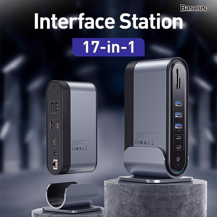 Bộ HUB Chuyển đổi cổng máy tính đa năng 17 trong 1. Thương hiệu Baseus CAHUB-DG0G - [CHÍNH HÃNG - BẢO HÀNH 1 NĂM]
