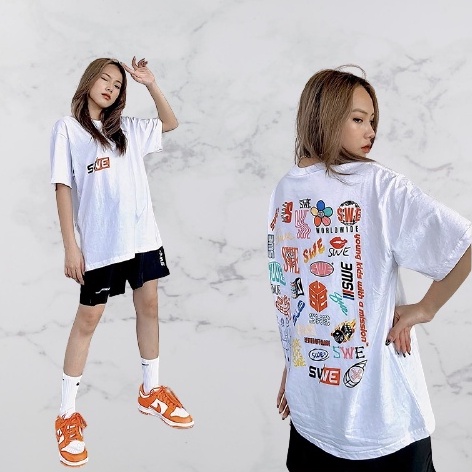 Áo Thun Tay Lỡ SWE Nam Nữ Unisex Form Rộng Chất Vải Cotton Áo Phông Tay Lỡ Cổ Tròn | BigBuy360 - bigbuy360.vn