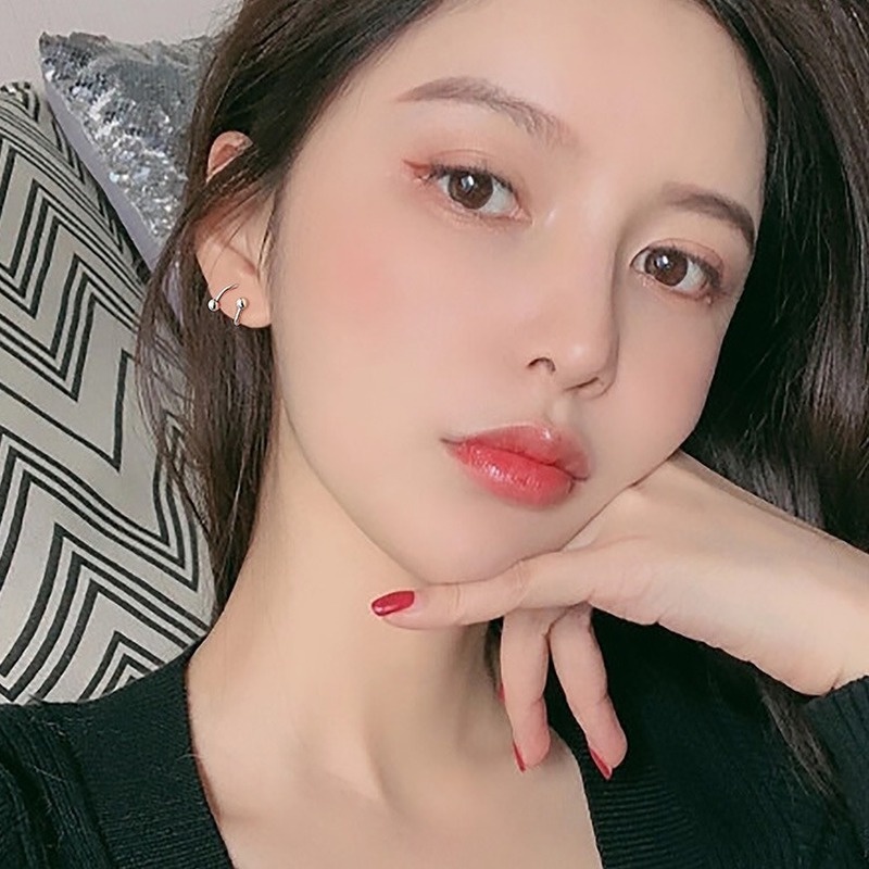 Khuyên Tai Nhỏ Thiết Kế Gợn Sóng Đơn Giản Thời Trang Phong Cách Punk Hiphop Cho Nữ