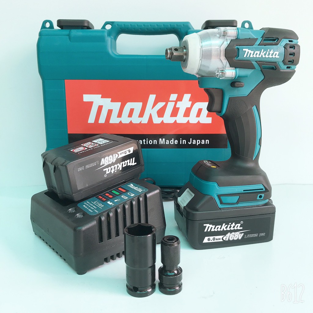 Máy bắn bulong Makita 168V-6Ah Lực siết 500Nm KÈM ĐẦU CHUYỂN VÍT VÀ KHẨU 22