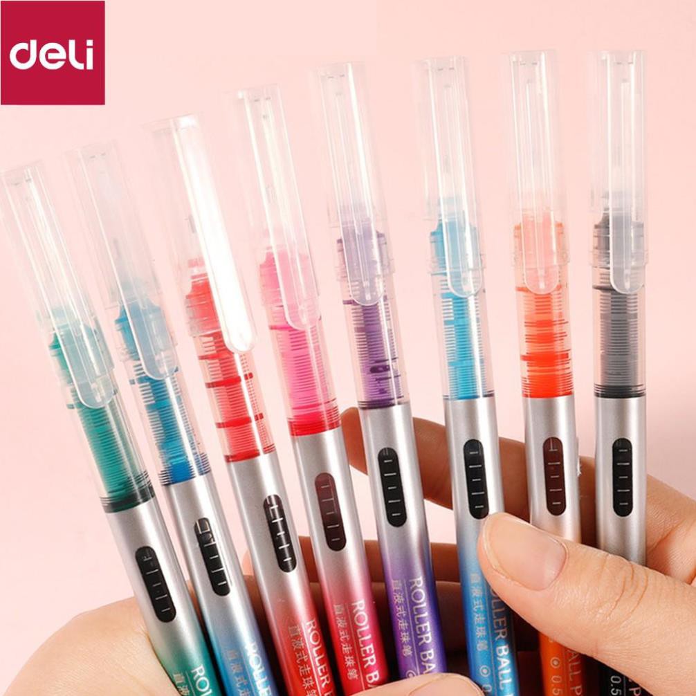 Bộ 8 bút gel nhiều màu Deli - 0.5mm - Mực trơn đều - 8 màu 8 chiếc/Hộp - Caligraphy, liner, đi nét -1 hộp - S855 [Deli]