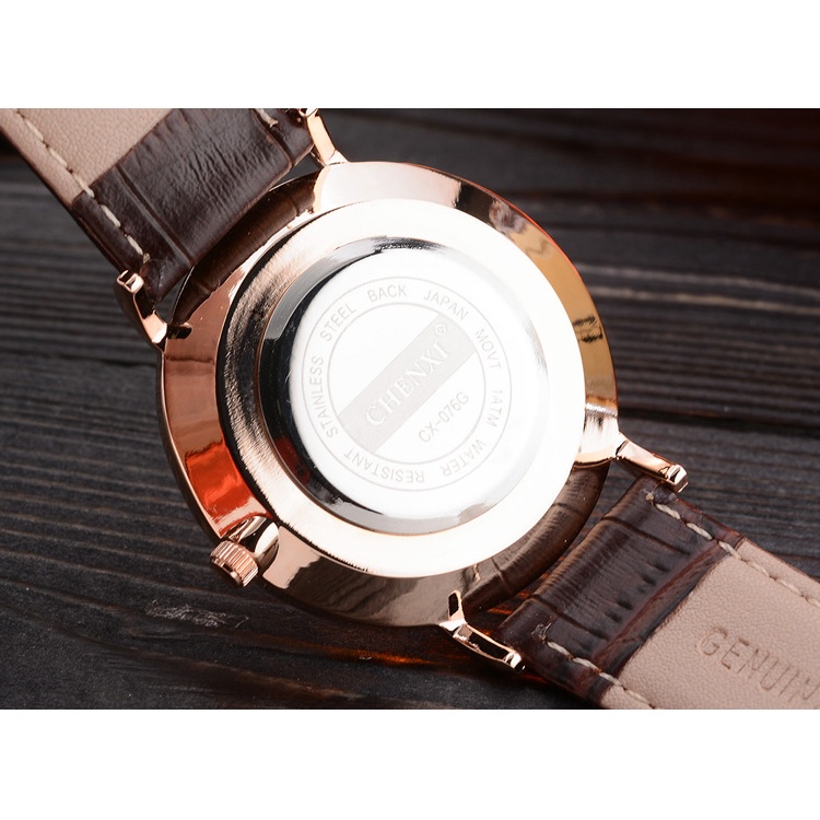 Đồng Hồ Đeo Tay Dây Da Chống Nước Sang Trọng Cho Cặp Đôi