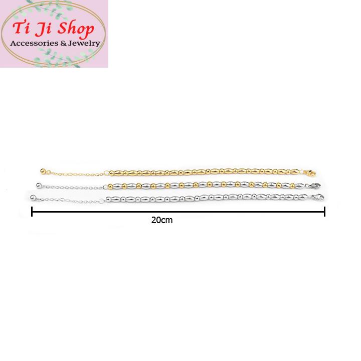 Lắc tay nữ inox hình hạt gạo