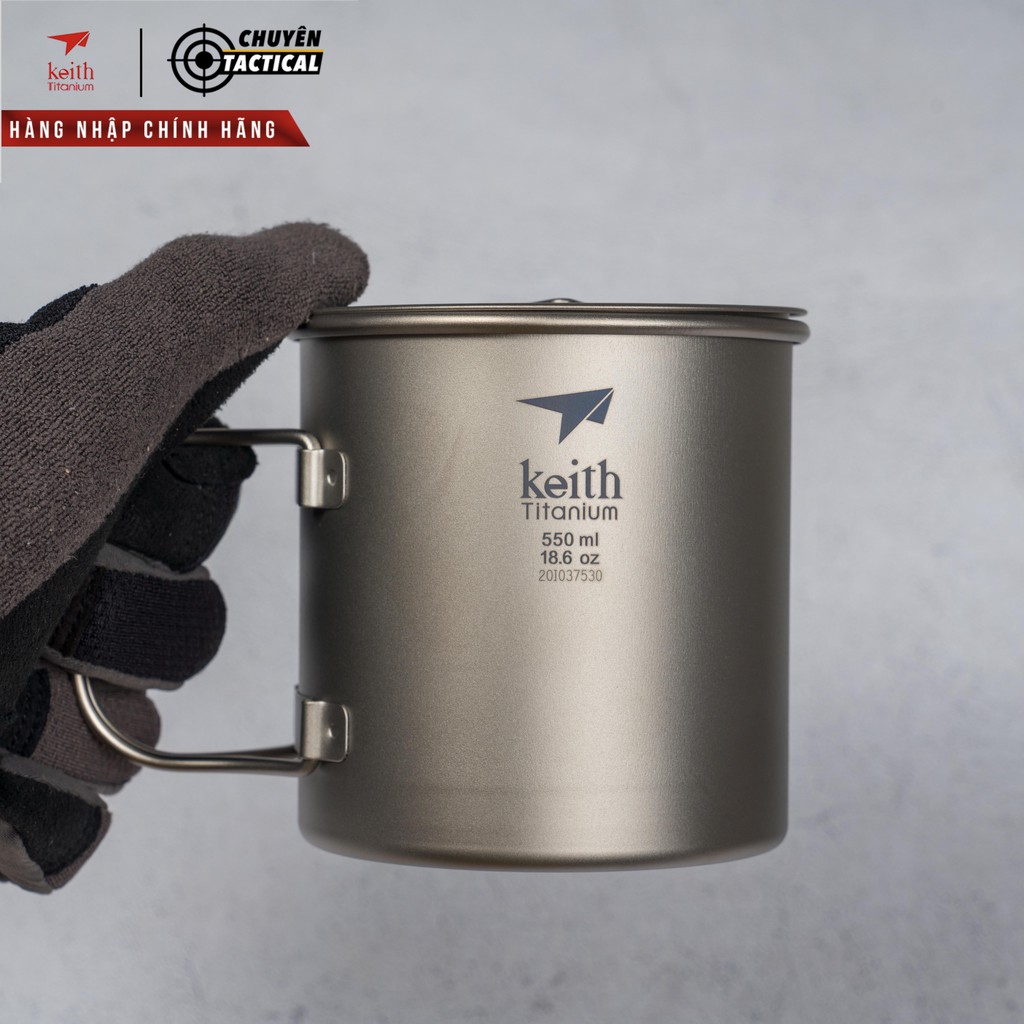 Ca titanium 1 lớp có quai cầm gấp gọn 550ml KEITH Ti3206