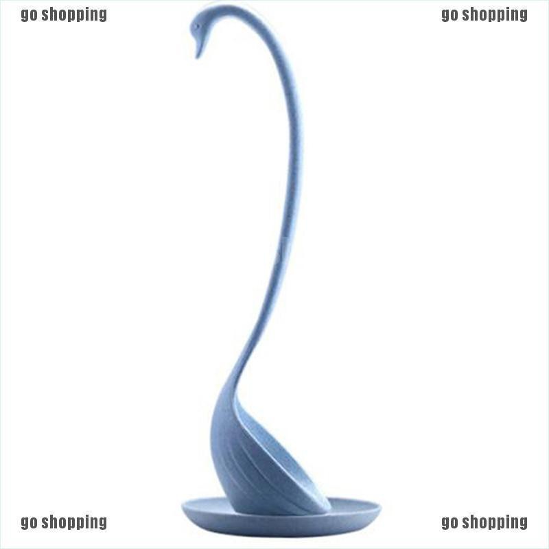 {go shopping}Plastic swan shaped long handled ladle soup spoon kitchen tableware dinnerware